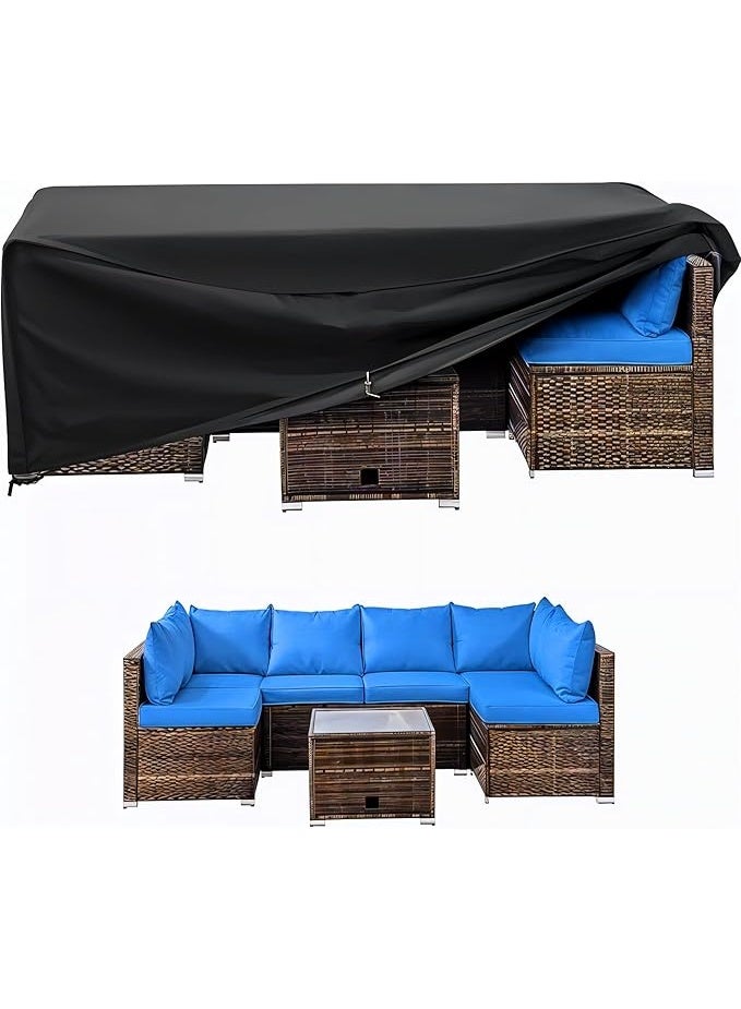 غطاء أثاث الحديقة والفناء مقاومة للماء واقية من قماش اوكسفورد شديدة التحمل مقاومة للأشعة فوق البنفسجية لطاولة مربعة ومستطيلة وكرسي كنبة في الأماكن الخارجية من مقاس 80 سم × 2.5 م × 2. م - Image 1